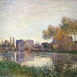 阿尔弗莱德·西斯莱(Alfred Sisley)高清作品:Sunset at Moret