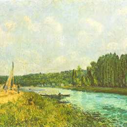 《瓦兹银行》阿尔弗莱德·西斯莱(Alfred Sisley)高清作品欣赏