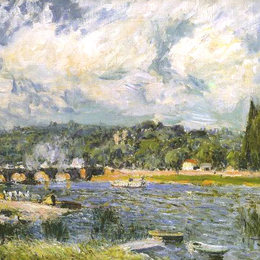 《塞维斯桥》阿尔弗莱德·西斯莱(Alfred Sisley)高清作品欣赏