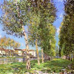 阿尔弗莱德·西斯莱(Alfred Sisley)高清作品:The Lane of Poplars at Moret Sur Loing