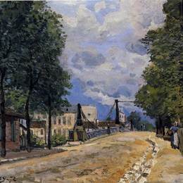 《格纳维利耶之路》阿尔弗莱德·西斯莱(Alfred Sisley)高清作品欣赏