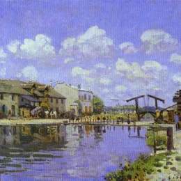 《《圣马丁运河》阿尔弗莱德·西斯莱(Alfred Sisley)高清作品欣赏