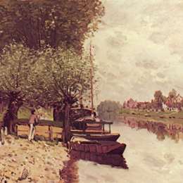 《布吉瓦尔的塞纳河》阿尔弗莱德·西斯莱(Alfred Sisley)高清作品欣赏