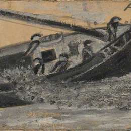 《渔民渔船》艾尔弗雷德沃利斯(Alfred Wallis)高清作品欣赏