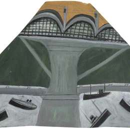 《萨尔塔什桥下的船（皇家艾伯特大桥）》艾尔弗雷德沃利斯(Alfred Wallis)高清作品欣赏