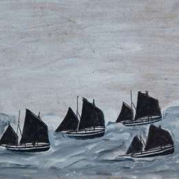 《灯塔旁的四艘船》艾尔弗雷德沃利斯(Alfred Wallis)高清作品欣赏