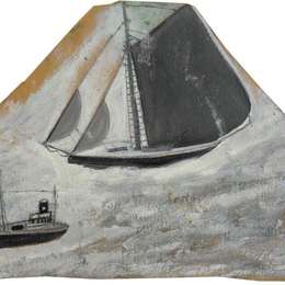 《灰色帆船与小船》艾尔弗雷德沃利斯(Alfred Wallis)高清作品欣赏
