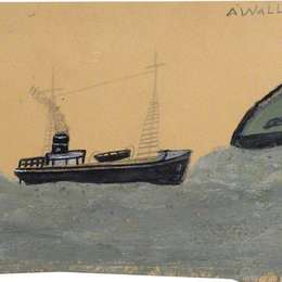 《陆地附近的汽船》艾尔弗雷德沃利斯(Alfred Wallis)高清作品欣赏
