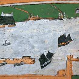 艾尔弗雷德沃利斯(Alfred Wallis)高清作品:Mounts Bay with St Michaels Mount, Cornwal