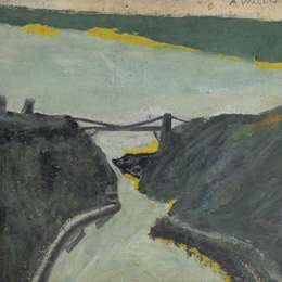 《河口峡谷（布里斯托尔海峡和悬索桥）》艾尔弗雷德沃利斯(Alfred Wallis)高清作品欣赏