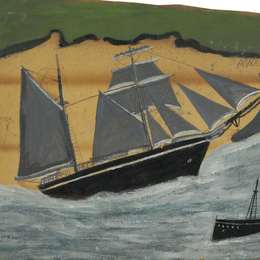 《驶向桑迪比奇的帆船》艾尔弗雷德沃利斯(Alfred Wallis)高清作品欣赏