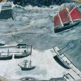 《帆船驶近港口》艾尔弗雷德沃利斯(Alfred Wallis)高清作品欣赏