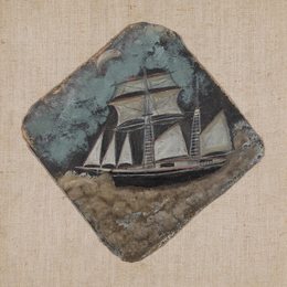 《月亮下的帆船》艾尔弗雷德沃利斯(Alfred Wallis)高清作品欣赏