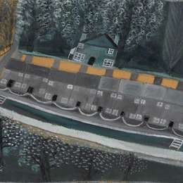 《房屋和树木的街道》艾尔弗雷德沃利斯(Alfred Wallis)高清作品欣赏