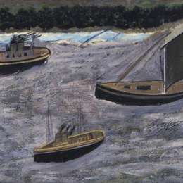 《离岸三艘船》艾尔弗雷德沃利斯(Alfred Wallis)高清作品欣赏