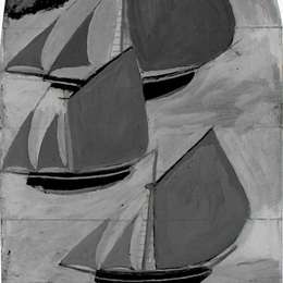 《三艘灰色帆船》艾尔弗雷德沃利斯(Alfred Wallis)高清作品欣赏
