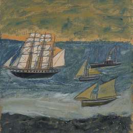 《三桅船和三艘小船》艾尔弗雷德沃利斯(Alfred Wallis)高清作品欣赏