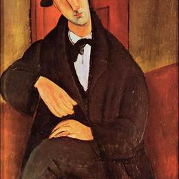 《马里奥瓦尔沃利的肖像》阿梅代奥·莫迪利亚尼(Amedeo Modigliani)高清作品欣赏