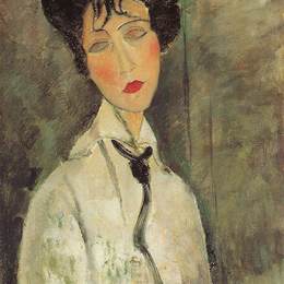 《戴黑领带的女人》阿梅代奥·莫迪利亚尼(Amedeo Modigliani)高清作品欣赏