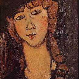 阿梅代奥·莫迪利亚尼(Amedeo Modigliani)高清作品:Lolotte (Head of a Woman in a Hat)