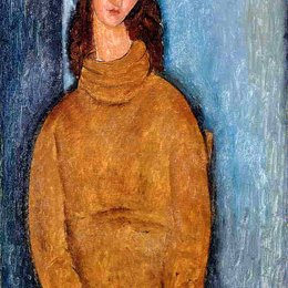 阿梅代奥·莫迪利亚尼(Amedeo Modigliani)高清作品:Jeanne Hebuterne in a Yellow Jumper