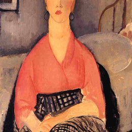 《粉色衬衫》阿梅代奥·莫迪利亚尼(Amedeo Modigliani)高清作品欣赏