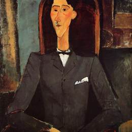 《让·谷克多画像》阿梅代奥·莫迪利亚尼(Amedeo Modigliani)高清作品欣赏