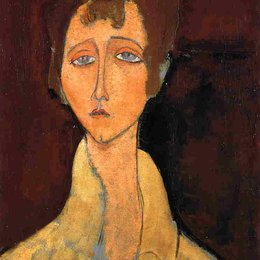 《在白大衣的女人》阿梅代奥·莫迪利亚尼(Amedeo Modigliani)高清作品欣赏