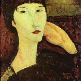 《阿德里安（带刘海的女人）》阿梅代奥·莫迪利亚尼(Amedeo Modigliani)高清作品欣赏