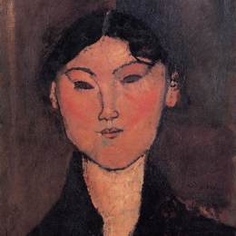 《女人的头（罗萨莉娅）》阿梅代奥·莫迪利亚尼(Amedeo Modigliani)高清作品欣赏