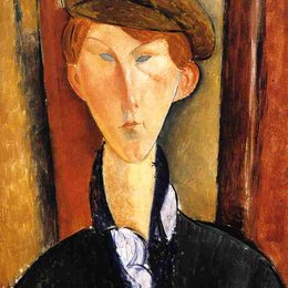 《戴帽子的年轻人》阿梅代奥·莫迪利亚尼(Amedeo Modigliani)高清作品欣赏