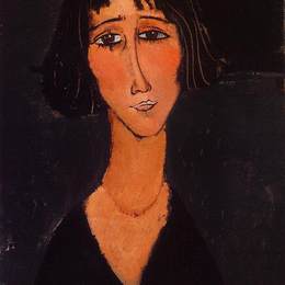 《戴玫瑰花的少女》阿梅代奥·莫迪利亚尼(Amedeo Modigliani)高清作品欣赏