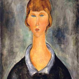 《年轻女子肖像》阿梅代奥·莫迪利亚尼(Amedeo Modigliani)高清作品欣赏