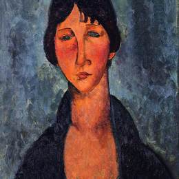 《蓝色上衣》阿梅代奥·莫迪利亚尼(Amedeo Modigliani)高清作品欣赏