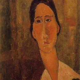 阿梅代奥·莫迪利亚尼(Amedeo Modigliani)高清作品:Jeanne Hebuterne with white collar