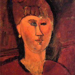 《红发女人的头》阿梅代奥·莫迪利亚尼(Amedeo Modigliani)高清作品欣赏