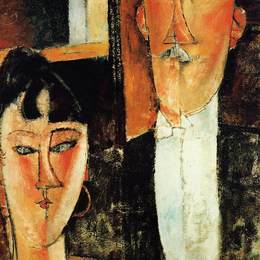 《新郎新娘》阿梅代奥·莫迪利亚尼(Amedeo Modigliani)高清作品欣赏