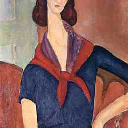 阿梅代奥·莫迪利亚尼(Amedeo Modigliani)高清作品:Jeanne Hebuterne (with a scarf)