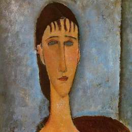 《一个年轻女孩的肖像》阿梅代奥·莫迪利亚尼(Amedeo Modigliani)高清作品欣赏