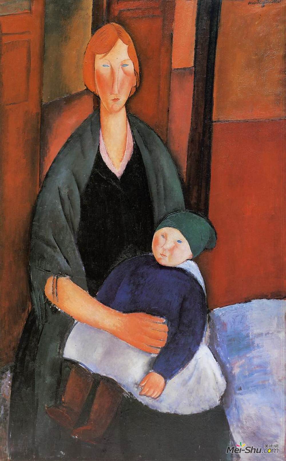 坐着带孩子的妇女母亲阿梅代奥莫迪利亚尼amedeomodigliani高清作品