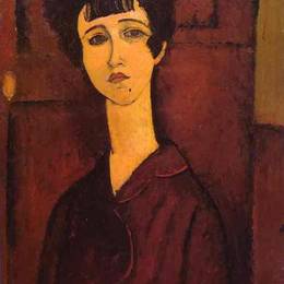 《一个女孩的肖像（维多利亚）》阿梅代奥·莫迪利亚尼(Amedeo Modigliani)高清作品欣赏