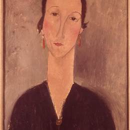 《戴耳环的女人》阿梅代奥·莫迪利亚尼(Amedeo Modigliani)高清作品欣赏