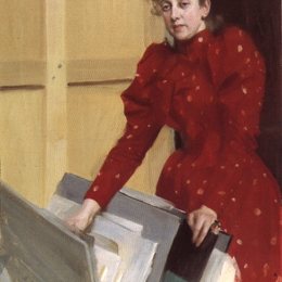 《巴黎工作室的艾玛画像》安德斯·左恩(Anders Zorn)高清作品欣赏