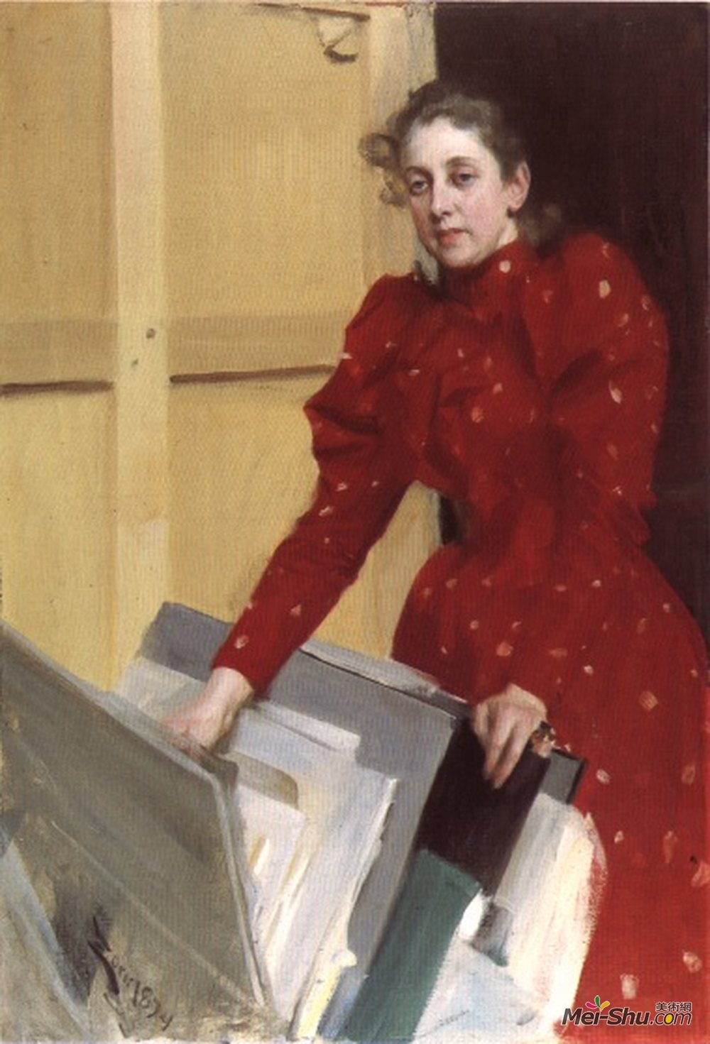 《巴黎工作室的艾玛画像》安德斯·左恩(anders zorn)高清作品欣赏