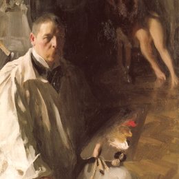 《自画像模型》安德斯·左恩(Anders Zorn)高清作品欣赏