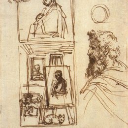 《作品画架上的自画像》安尼巴尔·卡拉奇(Annibale Carracci)高清作品欣赏