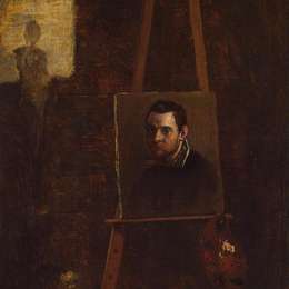《车间画架上的自画像》安尼巴尔·卡拉奇(Annibale Carracci)高清作品欣赏