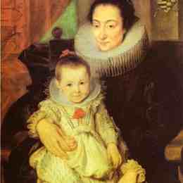 安东尼·凡·戴克(Anthony van Dyck)高清作品:Marie Clarisse, Wife of Jan Woverius, with Their Child