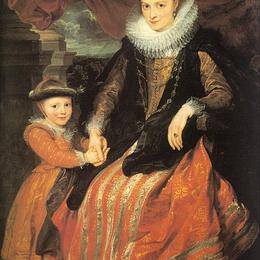 安东尼·凡·戴克(Anthony van Dyck)高清作品:Portrait of Susanna Fourment and Her Daughter