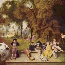 《快乐的露天公司》让·安东尼·华多(Antoine Watteau)高清作品欣赏
